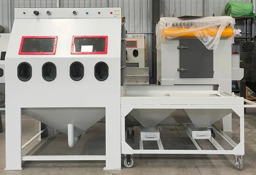 Multi-station wet sandblasting machine